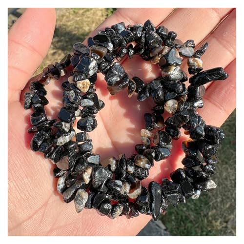 Unregelmäßige Perlen Amethysten Malachit Aquamarin Citrin Kies Stein Perlen for Schmuck Machen Zubehör(Black2,80cm) von YGSGJSP