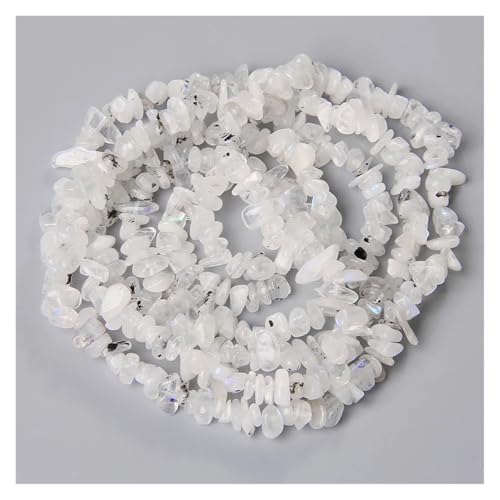 Unregelmäßige Steinsplitter-Kiesperlen, Quarz, Mondstein, weiße Koralle, zur Schmuckherstellung, Armband, Halskette(3. Moonstone,32inch) von YGSGJSP