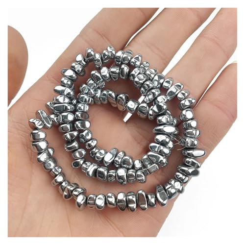Unregelmäßige kleine Steinperlen Hämatit Kies Lose Spacer Perle for Schmuck Armband Herstellung DIY 15 Zoll(Silver) von YGSGJSP