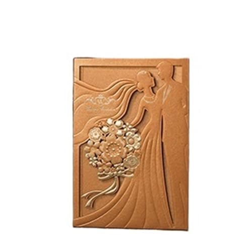 YGSGJSP Hochzeitseinladungen Karte 1 stücke Rot Gold Hochzeitseinladungskarte Braut Und Bräutigam Elegante Grußkarte Mit Umschlägen Hochzeit Dekorationen(Yellow) von YGSGJSP