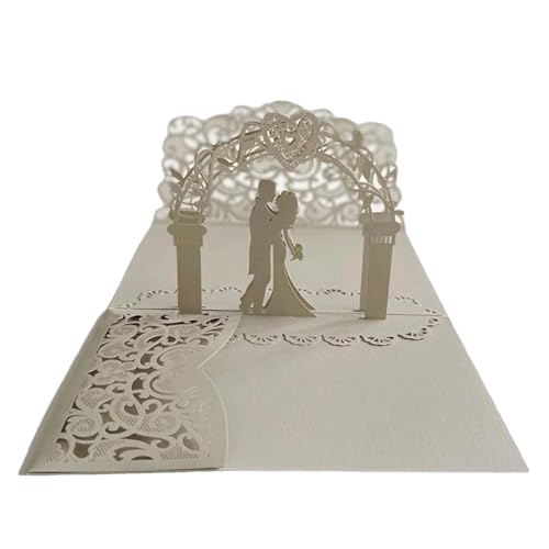 YGSGJSP Hochzeitseinladungen Karte 10 stücke 3D Pop Up Braut Und Bräutigam Hochzeitseinladungen Laser Tasche Floral Braut Dusche Engagement Einladungen(Silver Grey) von YGSGJSP