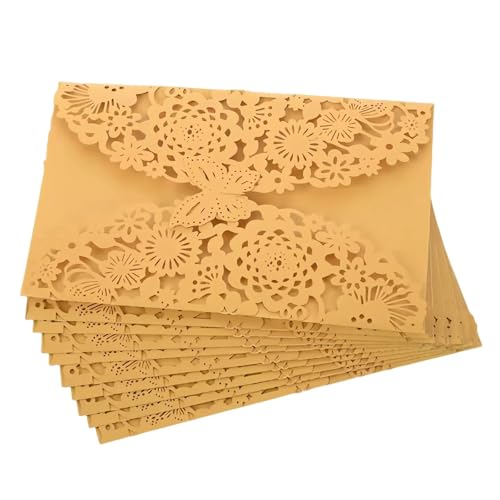 YGSGJSP Hochzeitseinladungen Karte 10 stücke Schmetterling Hochzeit Einladung Karten Blume Geburtstag Karten Mädchen Debüt Einladung Laser Cut Hohl Party Grußkarten(Gold) von YGSGJSP