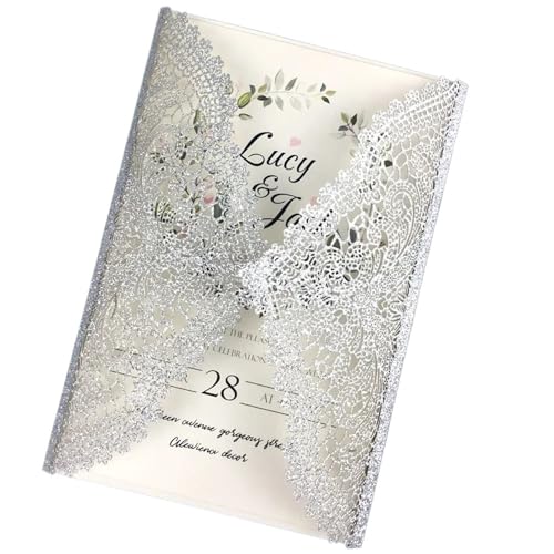 YGSGJSP Hochzeitseinladungen Karte 10 stücke Vintage Hochzeit Einladungen Gate Fold Ärmeln Rustikalen(Color 01) von YGSGJSP