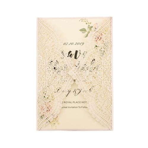 YGSGJSP Hochzeitseinladungen Karte 10 stücke Vintage Hochzeit Einladungen Gate Fold Ärmeln Rustikalen(Color 02) von YGSGJSP