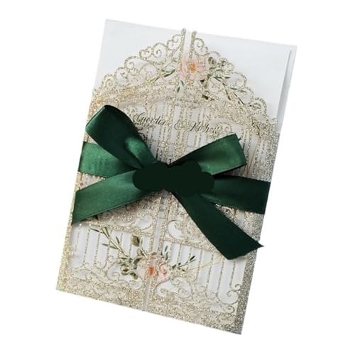 YGSGJSP Hochzeitseinladungen Karte 10er-Set Hochzeitseinladungskarten aus Papier mit leerem Einlegeumschlag und Band YGSGJSP Hochzeitseinladungen Karte 10er-Set Hochzeitseinladungskarten aus Papier mit leerem Einlegeumschlag und Band von YGSGJSP