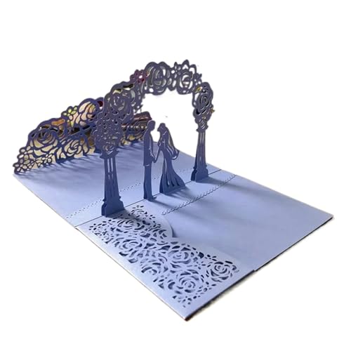 YGSGJSP Hochzeitseinladungen Karte 3D-Pop-Up-Hochzeitseinladungen for Braut und Bräutigam in Roségold, lasergeschnittene Grußkarten, Umschlag, Einladungskarten for die Brautparty(Purple) von YGSGJSP