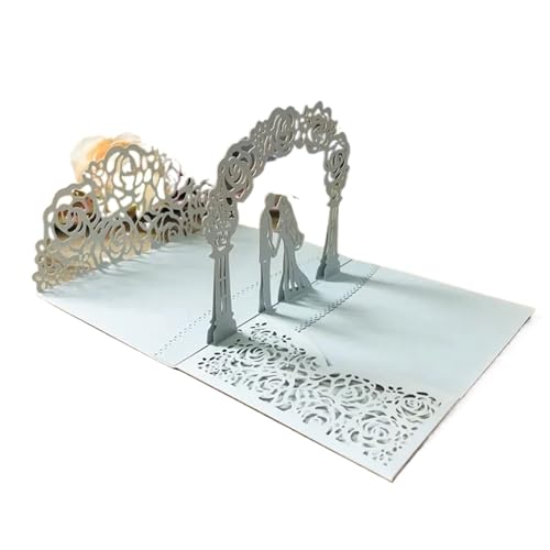 YGSGJSP Hochzeitseinladungen Karte 3D-Pop-Up-Hochzeitseinladungen for Braut und Bräutigam in Roségold, lasergeschnittene Grußkarten, Umschlag, Einladungskarten for die Brautparty(Silver) von YGSGJSP