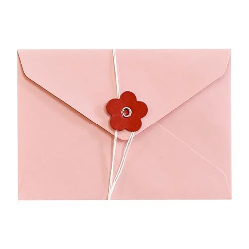 YGSGJSP Hochzeitseinladungen Karte Einfarbig Liebe Blume Umschlag Papier Umschlag Mit String Taste DIY Hochzeit Party Einladung Karte Abdeckung Verpackung(Pink) von YGSGJSP
