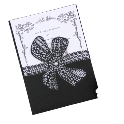 YGSGJSP Hochzeitseinladungen Karte Einladung mit Spitzenschleife, Laserschnitt, Einladungskarte zur Hochzeit, Verlobung, Geburtstag, Taufe, elegant(Black,30 PCS) von YGSGJSP