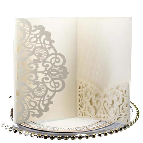 YGSGJSP Hochzeitseinladungen Karte Elegante Krone Laser Cut Hochzeit Einladung Grußkarte Hochzeit Party Geschenk Liefert Dekoration(Beige) von YGSGJSP