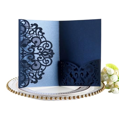 YGSGJSP Hochzeitseinladungen Karte Elegante Krone Laser Cut Hochzeit Einladung Grußkarte Hochzeit Party Geschenk Liefert Dekoration(Blue) von YGSGJSP