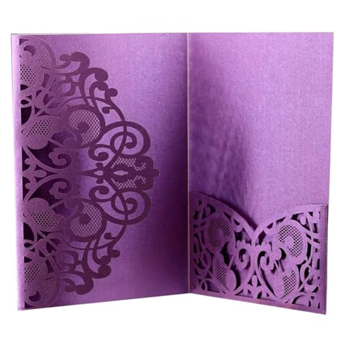 YGSGJSP Hochzeitseinladungen Karte Elegante Krone Laser Cut Hochzeit Einladung Grußkarte Hochzeit Party Geschenk Liefert Dekoration(Purple) von YGSGJSP