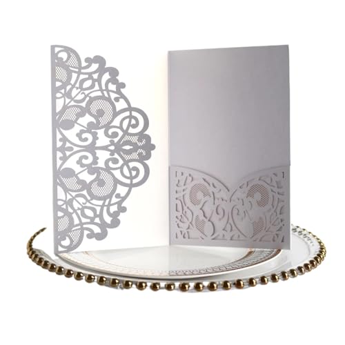 YGSGJSP Hochzeitseinladungen Karte Elegante Krone Laser Cut Hochzeit Einladung Grußkarte Hochzeit Party Geschenk Liefert Dekoration(White) von YGSGJSP