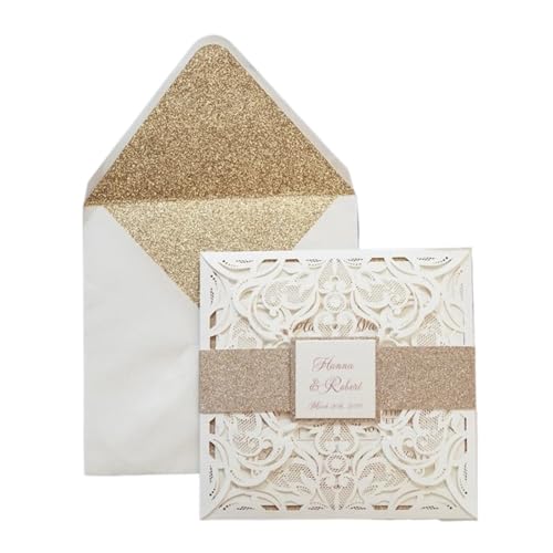 YGSGJSP Hochzeitseinladungen Karte Elegante quadratische Papierhochzeitseinladungskarte drucken Vintage-Einladungen YGSGJSP Hochzeitseinladungen Karte Elegante quadratische Papierhochzeitseinladungskarte drucken Vintage-Einladungen von YGSGJSP