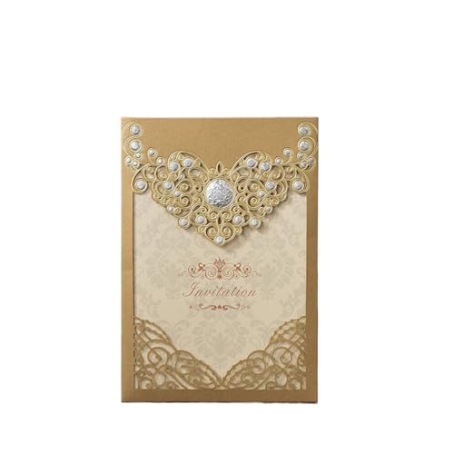 YGSGJSP Hochzeitseinladungen Karte Hochzeitseinladung Elegante Grußkarte Umschlag Hochzeit Party Geschenk Dekoration(Gold) von YGSGJSP