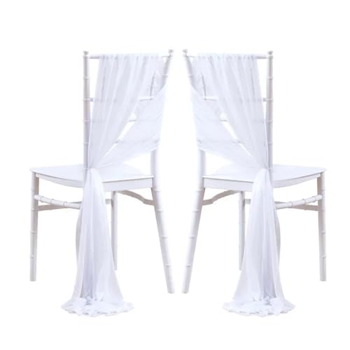 YGSGJSP Stuhl Schärpen 10/50 Stück 17x250cm Salbeigrün Chiffon Stuhlschärpen 12er Set Schärpen Hochzeit Stuhlhussen Band Hochzeitsfeier Gang Stuhl Dekor(White,10 pcs) von YGSGJSP