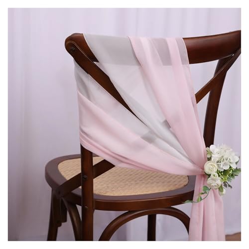 YGSGJSP Stuhl Schärpen 10 STÜCKE Chiffon Stuhl Schärpen Hochzeit Stuhl Dekoration 16x275 cm Lange for Hochzeit Gang Dekorationen Party Bankett Event(White Pink) von YGSGJSP
