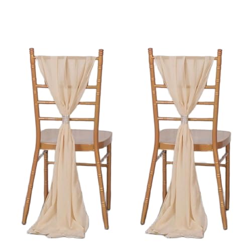 YGSGJSP Stuhl Schärpen 2 Stücke Chiffon Stuhl Schärpen Fliege Band Knoten Abdeckung Sitzlehne Gürtel Tischläufer Hotel Bankett Land Hochzeit Party Event Dekor(Apricot) von YGSGJSP