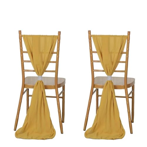 YGSGJSP Stuhl Schärpen 2 Stücke Chiffon Stuhl Schärpen Fliege Band Knoten Abdeckung Sitzlehne Gürtel Tischläufer Hotel Bankett Land Hochzeit Party Event Dekor(Brown) von YGSGJSP