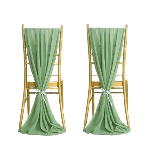 YGSGJSP Stuhl Schärpen 2 Stücke Chiffon Stuhl Schärpen Fliege Band Knoten Abdeckung Sitzlehne Gürtel Tischläufer Hotel Bankett Land Hochzeit Party Event Dekor(Sage Green) von YGSGJSP