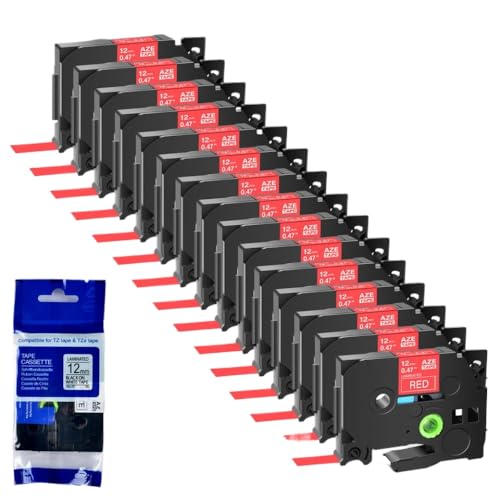 15PK-Etiketten Klebeband kompatibel mit TZ Tze-435 und Tze-445 Drucker weiß auf roten Etikettenband Kompatibel mit 6mm 9 mm 12 mm 18 mm Pt-1000-Etikettenhersteller von YGUWZ