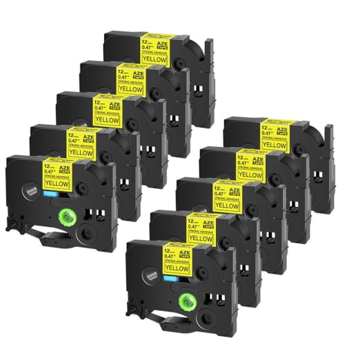 3-10pcs 6 9 12 18 24-mm-Bänder kompatibel mit TZ TZE-S231 TZ-S231 Klebstoffbeetik(10PK Black on Yellow) von YGUWZ