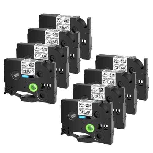 3-10pcs 6 9 12 18 24-mm-Bänder kompatibel mit TZ TZE-S231 TZ-S231 Klebstoffbeetik(8PK Black on Clear) von YGUWZ