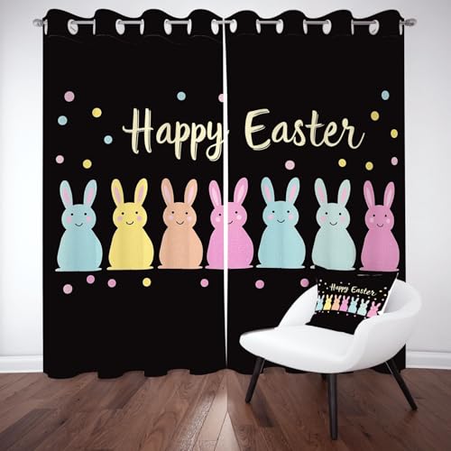 Niedlich Kaninchen Gardinen Blickdicht, Karikatur Tiermuster Vorhang Thermovorhang, Polka Dot Kinder Mädchen Ösenvorhang Verdunklungsvorhänge 2er Set für Schlafzimmer Wohnzimmer, H225 x B140 cm Niedlich Kaninchen Gardinen Blickdicht, Karikatur Tiermuster Vorhang Thermovorhang, Polka Dot Kinder Mädchen Ösenvorhang Verdunklungsvorhänge 2er Set für Schlafzimmer Wohnzimmer, H225 x B140 cm von YGcegcia