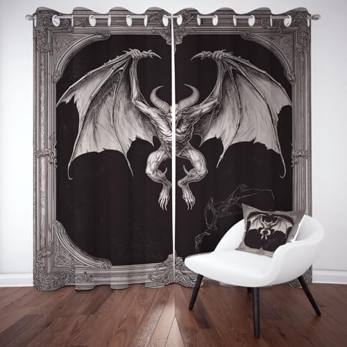 YGcegcia Baphomet Satanic Damon Flügel Ösenvorhang, Gotisch Horror Tier Gardinen Thermovorhang, Vintage Mythos Vorhang Verdunklungsvorhänge 2er Set für Kinderzimmer Schlafzimmer, H183 x B117 cm YGcegcia Baphomet Satanic Damon Flügel Ösenvorhang, Gotisch Horror Tier Gardinen Thermovorhang, Vintage Mythos Vorhang Verdunklungsvorhänge 2er Set für Kinderzimmer Schlafzimmer, H183 x B117 cm von YGcegcia