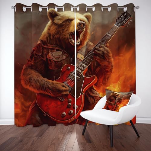 YGcegcia Braunbären Gitarre Ösenvorhang, Lustige Wildtiere Gardinen Thermovorhang Vorhänge Verdunklungsvorhänge 2er Set für Kinderzimmer Schlafzimmer, H183 x B117 cm YGcegcia Braunbären Gitarre Ösenvorhang, Lustige Wildtiere Gardinen Thermovorhang Vorhänge Verdunklungsvorhänge 2er Set für Kinderzimmer Schlafzimmer, H183 x B117 cm von YGcegcia