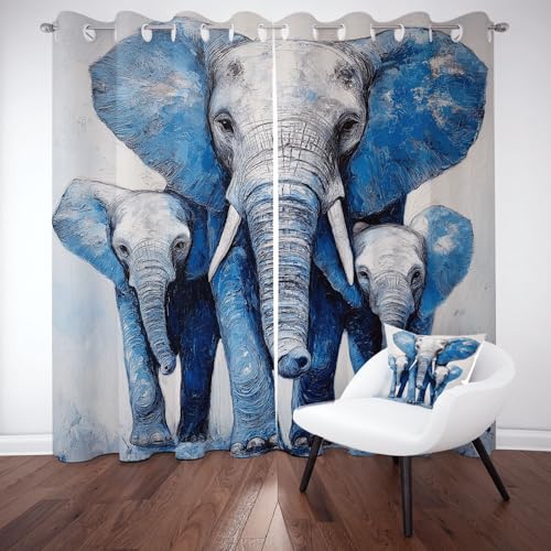 YGcegcia Elefanten Ölgemälde Ösenvorhang, Savannentiere Gardinen Thermovorhang Vorhänge Verdunklungsvorhänge 2er Set für Kinderzimmer Schlafzimmer, H183 x B117 cm YGcegcia Elefanten Ölgemälde Ösenvorhang, Savannentiere Gardinen Thermovorhang Vorhänge Verdunklungsvorhänge 2er Set für Kinderzimmer Schlafzimmer, H183 x B117 cm von YGcegcia
