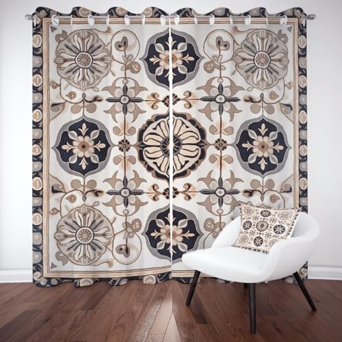 YGcegcia Fliesen Patchwork Ösenvorhang, Blumenmuster Geometrisch Kreisform Gardinen Thermovorhang, Retro Floral Vorhang Verdunklungsvorhänge 2er Set für Kinderzimmer Schlafzimmer, H245 x B140 cm YGcegcia Fliesen Patchwork Ösenvorhang, Blumenmuster Geometrisch Kreisform Gardinen Thermovorhang, Retro Floral Vorhang Verdunklungsvorhänge 2er Set für Kinderzimmer Schlafzimmer, H245 x B140 cm von YGcegcia