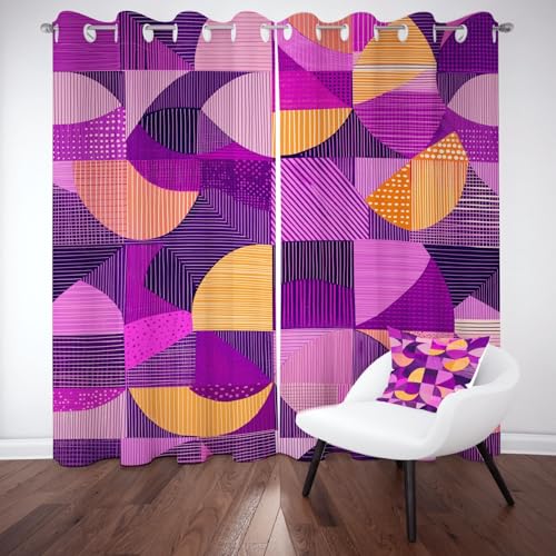 YGcegcia Geometrisch Kreisform Ösenvorhang, Quadrat Streifen Spleißen Retro Gardinen Thermovorhang, Mid Century Vorhang Verdunklungsvorhänge 2er Set für Kinderzimmer Schlafzimmer, H245 x B140 cm YGcegcia Geometrisch Kreisform Ösenvorhang, Quadrat Streifen Spleißen Retro Gardinen Thermovorhang, Mid Century Vorhang Verdunklungsvorhänge 2er Set für Kinderzimmer Schlafzimmer, H245 x B140 cm von YGcegcia