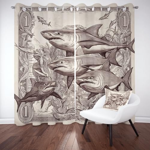 YGcegcia Hai Tiere Vorhang H245 x B140 cm Meertiere Wildpflanzen Gardinen Thermovorhang Vorhänge Verdunklungsvorhänge 2er Set für Kinderzimmer Schlafzimmer YGcegcia Hai Tiere Vorhang H245 x B140 cm Meertiere Wildpflanzen Gardinen Thermovorhang Vorhänge Verdunklungsvorhänge 2er Set für Kinderzimmer Schlafzimmer von YGcegcia