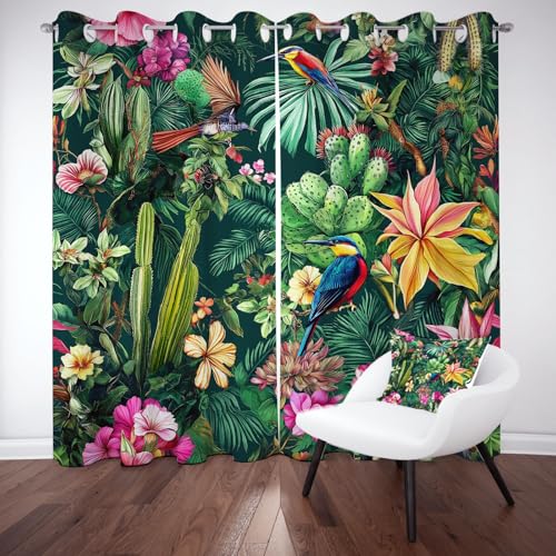 YGcegcia Kolibri Vogel Kaktus Farn Ösenvorhang, Tropische Blumenmuster Gardinen Thermovorhang, Wildpflanze Floral Vorhang Verdunklungsvorhänge 2er Set für Kinderzimmer Schlafzimmer, H245 x B140 cm YGcegcia Kolibri Vogel Kaktus Farn Ösenvorhang, Tropische Blumenmuster Gardinen Thermovorhang, Wildpflanze Floral Vorhang Verdunklungsvorhänge 2er Set für Kinderzimmer Schlafzimmer, H245 x B140 cm von YGcegcia