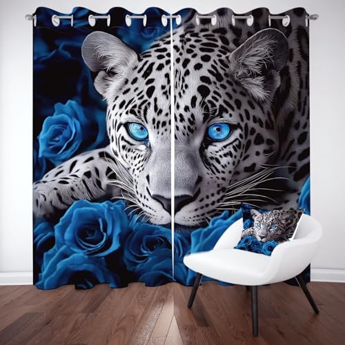 YGcegcia Leoparden Rose Blumen Ösenvorhang, Wildtier Blumenmuster Gardinen Thermovorhang, Tiermuster Floral Vorhang Verdunklungsvorhänge 2er Set für Kinderzimmer Schlafzimmer, H183 x B117 cm YGcegcia Leoparden Rose Blumen Ösenvorhang, Wildtier Blumenmuster Gardinen Thermovorhang, Tiermuster Floral Vorhang Verdunklungsvorhänge 2er Set für Kinderzimmer Schlafzimmer, H183 x B117 cm von YGcegcia