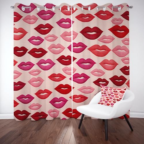YGcegcia Lippen Druck Ösenvorhang, Modern Mode Frau Dekor Gardinen Thermovorhang, Handgezeichnet Vorhang Verdunklungsvorhänge 2er Set für Kinderzimmer Schlafzimmer, H183 x B117 cm YGcegcia Lippen Druck Ösenvorhang, Modern Mode Frau Dekor Gardinen Thermovorhang, Handgezeichnet Vorhang Verdunklungsvorhänge 2er Set für Kinderzimmer Schlafzimmer, H183 x B117 cm von YGcegcia