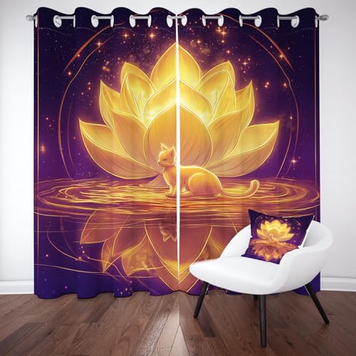 YGcegcia Lotus Katzen Vorhang H245 x B140 cm Luxus Blumen Gardinen Thermovorhang Vorhänge Verdunklungsvorhänge 2er Set für Kinderzimmer Schlafzimmer YGcegcia Lotus Katzen Vorhang H245 x B140 cm Luxus Blumen Gardinen Thermovorhang Vorhänge Verdunklungsvorhänge 2er Set für Kinderzimmer Schlafzimmer von YGcegcia