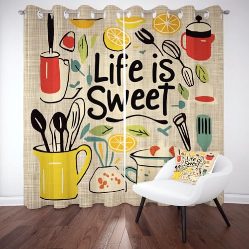 YGcegcia Orange Frucht Essen Ösenvorhang, Löffel Küchenutensilien Gardinen Thermovorhang, Handgezeichnet Vorhang Verdunklungsvorhänge 2er Set für Kinderzimmer Schlafzimmer, H183 x B117 cm YGcegcia Orange Frucht Essen Ösenvorhang, Löffel Küchenutensilien Gardinen Thermovorhang, Handgezeichnet Vorhang Verdunklungsvorhänge 2er Set für Kinderzimmer Schlafzimmer, H183 x B117 cm von YGcegcia