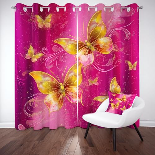 YGcegcia Schmetterling Vortex Ösenvorhang, Insekt Gradient Druck Gardinen Thermovorhang, Modern Luxuriöse Vorhang Verdunklungsvorhänge 2er Set für Kinderzimmer Schlafzimmer, H245 x B140 cm YGcegcia Schmetterling Vortex Ösenvorhang, Insekt Gradient Druck Gardinen Thermovorhang, Modern Luxuriöse Vorhang Verdunklungsvorhänge 2er Set für Kinderzimmer Schlafzimmer, H245 x B140 cm von YGcegcia