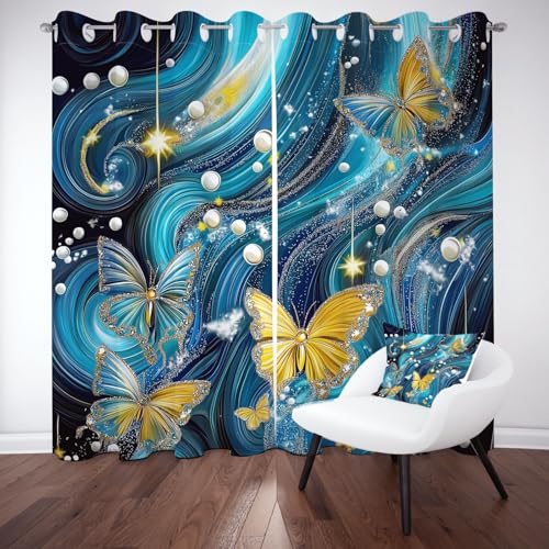 YGcegcia Schmetterling Vortex Perle Ösenvorhang, Insekt Streifenmuster Gardinen Thermovorhang, Modern Luxuriöse Vorhang Verdunklungsvorhänge 2er Set für Kinderzimmer Schlafzimmer, H183 x B117 cm YGcegcia Schmetterling Vortex Perle Ösenvorhang, Insekt Streifenmuster Gardinen Thermovorhang, Modern Luxuriöse Vorhang Verdunklungsvorhänge 2er Set für Kinderzimmer Schlafzimmer, H183 x B117 cm von YGcegcia
