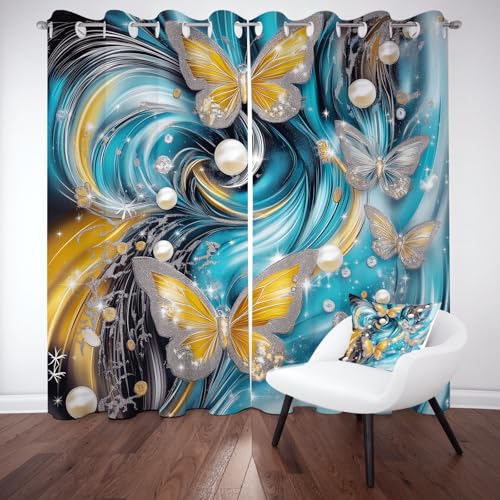 YGcegcia Schmetterling Vortex Perle Ösenvorhang, Insekt Streifenmuster Gardinen Thermovorhang, Modern Luxuriöse Vorhang Verdunklungsvorhänge 2er Set für Kinderzimmer Schlafzimmer, H245 x B140 cm YGcegcia Schmetterling Vortex Perle Ösenvorhang, Insekt Streifenmuster Gardinen Thermovorhang, Modern Luxuriöse Vorhang Verdunklungsvorhänge 2er Set für Kinderzimmer Schlafzimmer, H245 x B140 cm von YGcegcia