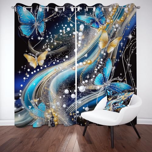 YGcegcia Schmetterling Vortex Perle Ösenvorhang, Insekt Streifenmuster Gardinen Thermovorhang, Modern Luxuriöse Vorhang Verdunklungsvorhänge 2er Set für Kinderzimmer Schlafzimmer, H245 x B140 cm YGcegcia Schmetterling Vortex Perle Ösenvorhang, Insekt Streifenmuster Gardinen Thermovorhang, Modern Luxuriöse Vorhang Verdunklungsvorhänge 2er Set für Kinderzimmer Schlafzimmer, H245 x B140 cm von YGcegcia