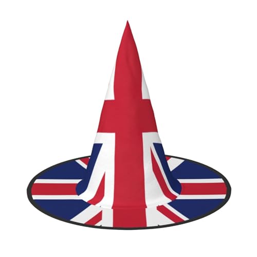 YHBLYKXP Britische Flagge, verstellbarer Halloween-Hexenhut mit faltbarer Krempe, für Kostümparty, Karneval, Maskenball von YHBLYKXP