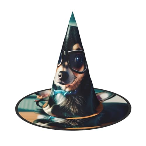 YHBLYKXP Chihuahua-Hundebrille, verstellbar, Halloween-Hexenhut mit faltbarer Krempe, für Kostümparty, Karneval, Maskenball von YHBLYKXP