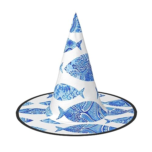 YHBLYKXP Fischmalerei, verstellbarer Halloween-Hexenhut mit faltbarer Krempe, für Kostümparty, Karneval, Maskenball von YHBLYKXP