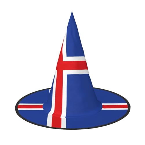 YHBLYKXP Flagge Islands, verstellbarer Halloween-Hexenhut mit faltbarer Krempe, für Kostümparty, Karneval, Maskenball von YHBLYKXP