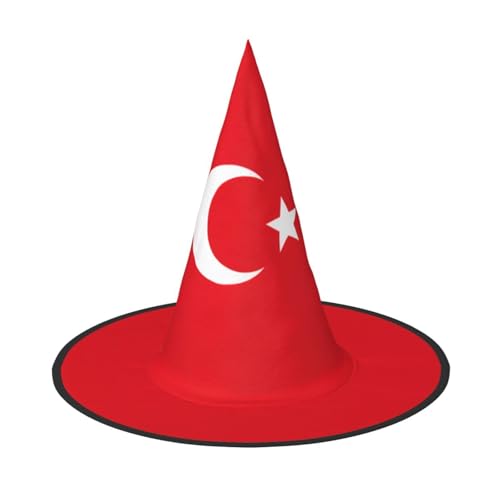 YHBLYKXP Flagge der Türkei, verstellbarer Halloween-Hexenhut mit faltbarer Krempe, für Kostümparty, Karneval, Maskenball von YHBLYKXP