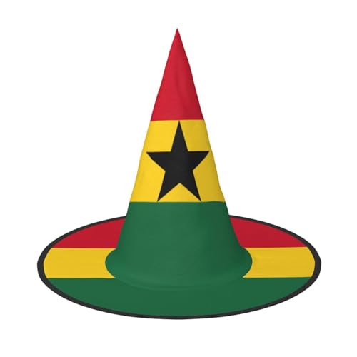YHBLYKXP Flagge von Ghana, verstellbarer Halloween-Hexenhut mit faltbarer Krempe, für Kostümparty, Karneval, Maskenball von YHBLYKXP