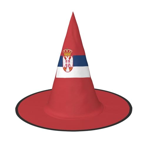 YHBLYKXP Flagge von Serbien, verstellbarer Halloween-Hexenhut mit faltbarer Krempe, für Kostümparty, Karneval, Maskenball von YHBLYKXP